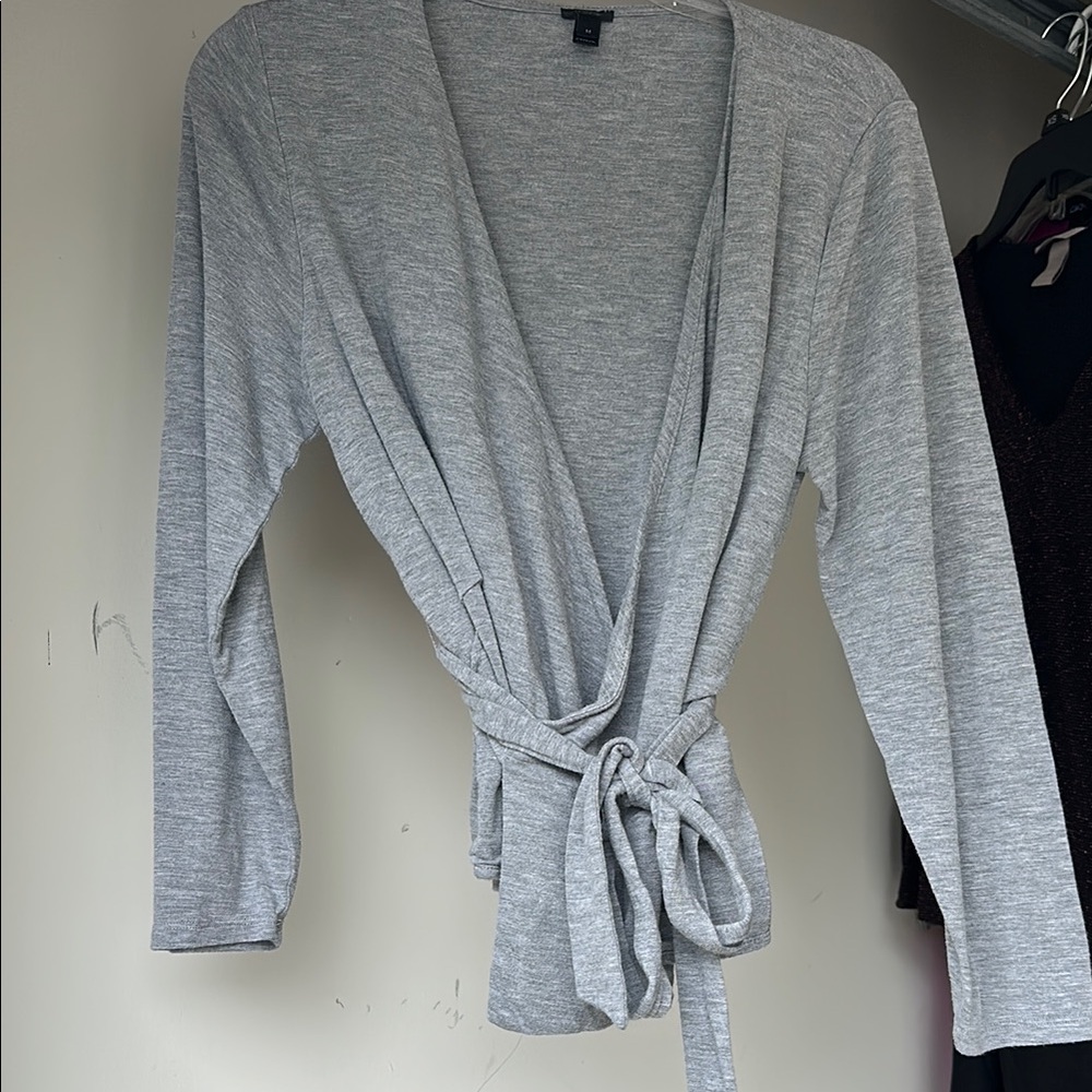 J. Crew Light Gray Wrap Top